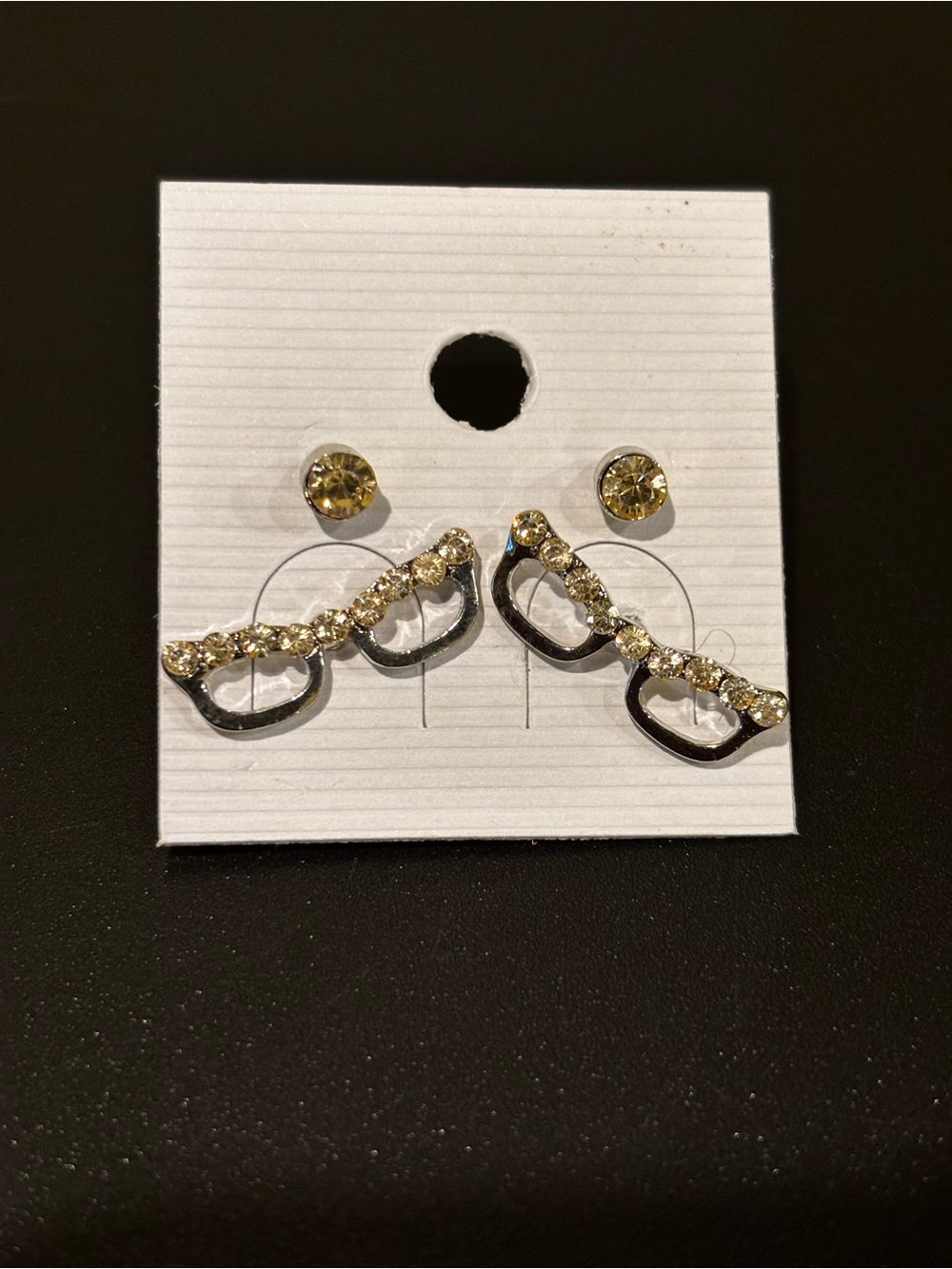 Gold Rhinestone Ear Jacket Earrings - Unbranded